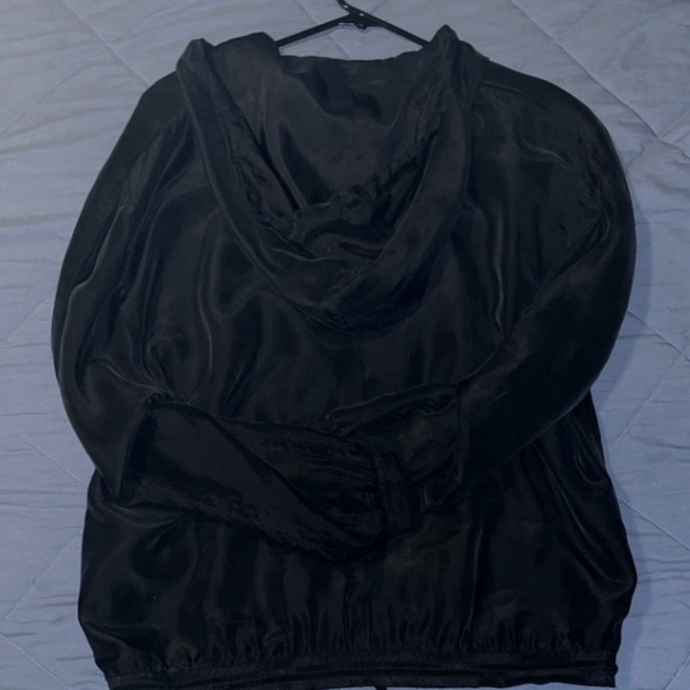 Kriss Kross Black Hooded Half Zip Pullover, 100% Silk - Picture 3 of 3
